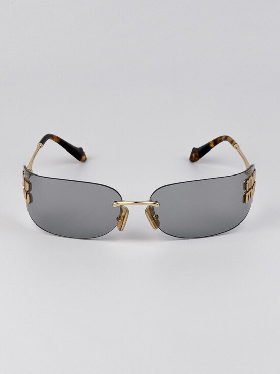 Miu Miu Women’s Sunglasses – Gold Grey Rectangle Rimless (MUA51S 5AK50K) main image 6